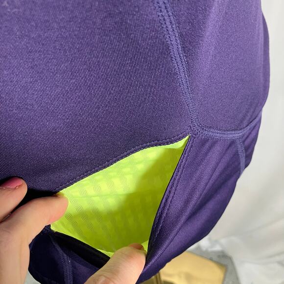 Nike Dri-Fit Full Zip Running Jacket Purple Lime M Reflective Pockets 384423-535 - Picture 11 of 16